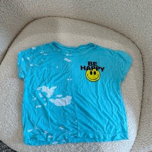 flowers by Zoe blue be happy smile short sleeve top
